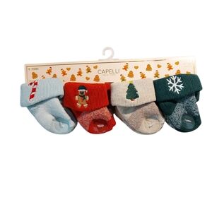 Capelli of New York Baby Holiday Socks Set Red Blue Green Tan NWT